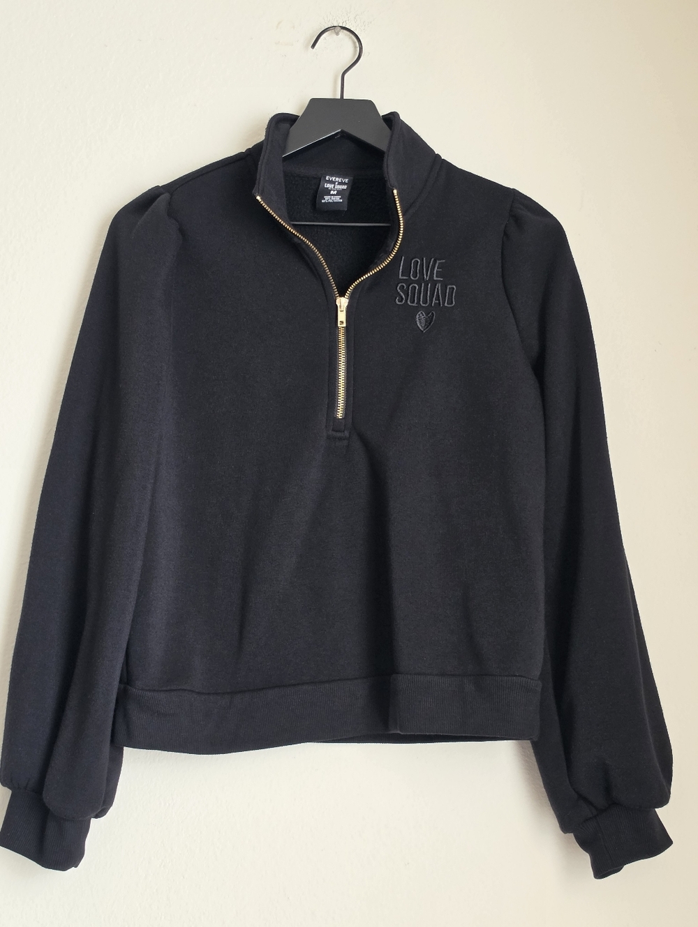 Evereve X Love Squad By Ally Love Black 1/4 Zip Pullover Size Medium